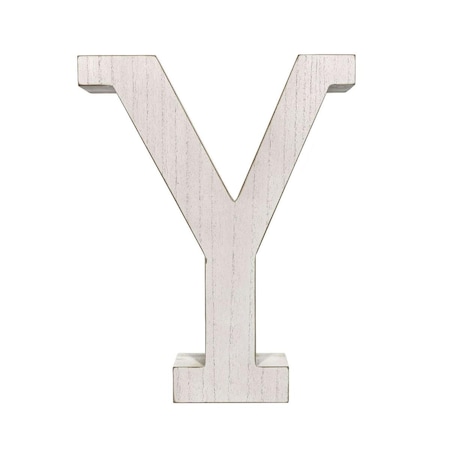 Homeroots 16 in. Distressed Wooden Initial Letter Y Sculpture, White Wash 478377